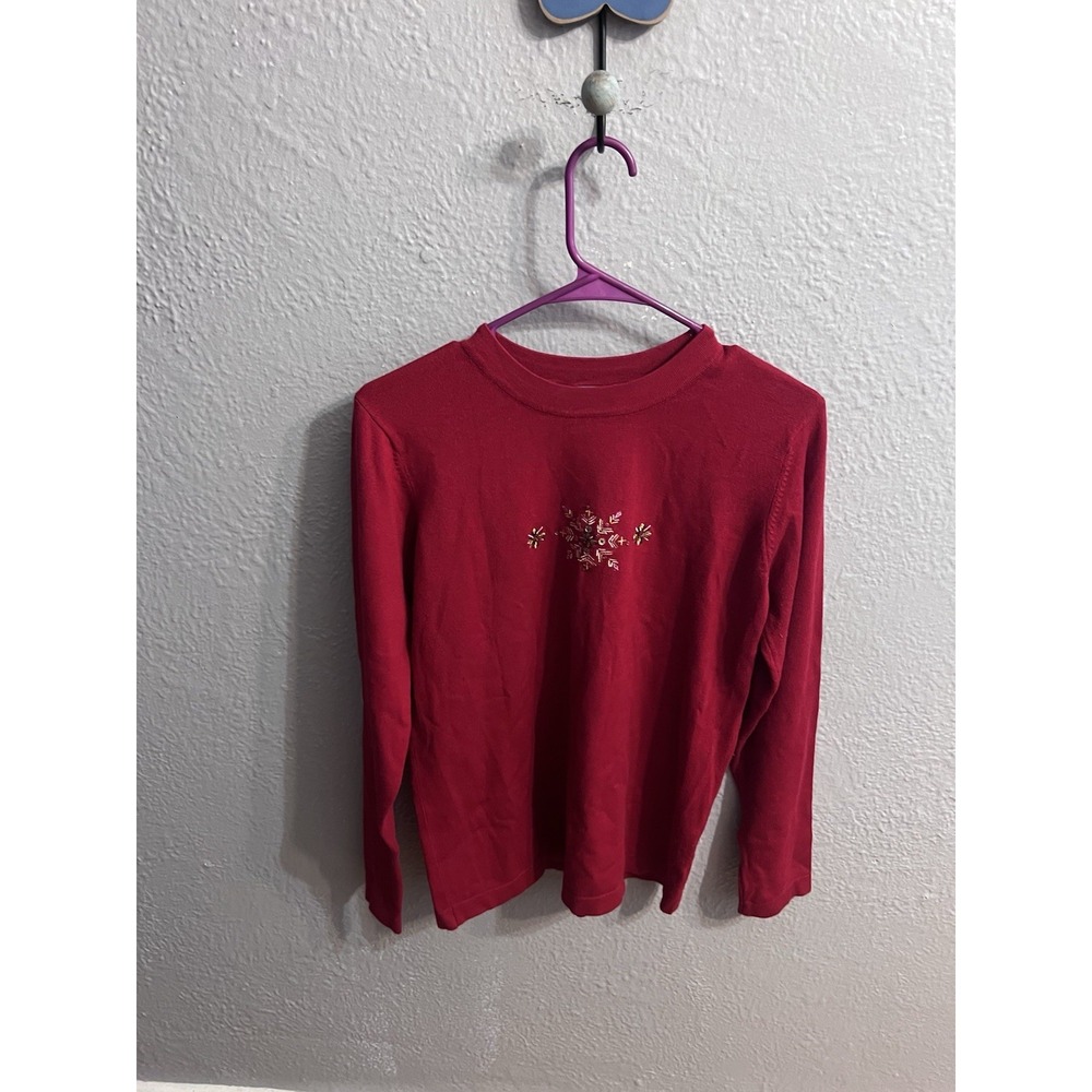 Holiday Edition‎ Sweater Womens Small Red Snowflake Size Small Long Sleeve